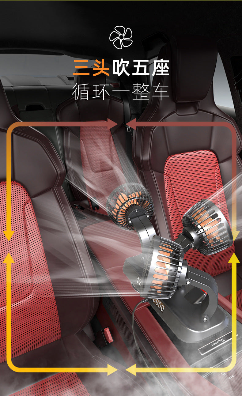 Car Fan 24V Large Truck 12V Car Van Powerful Refrigeration Double-Head USB Universal Car Electric Fan