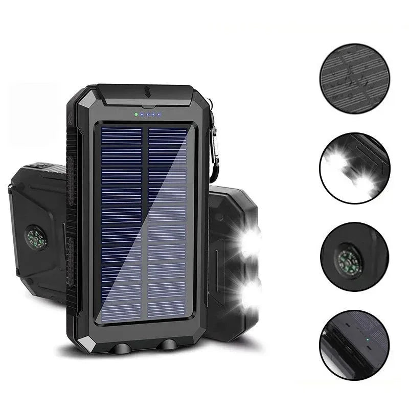 Solar Power Bank 80000mAh Portable Charging Poverbank External Battery Charger Strong Light LDE Light for All Smartphones
