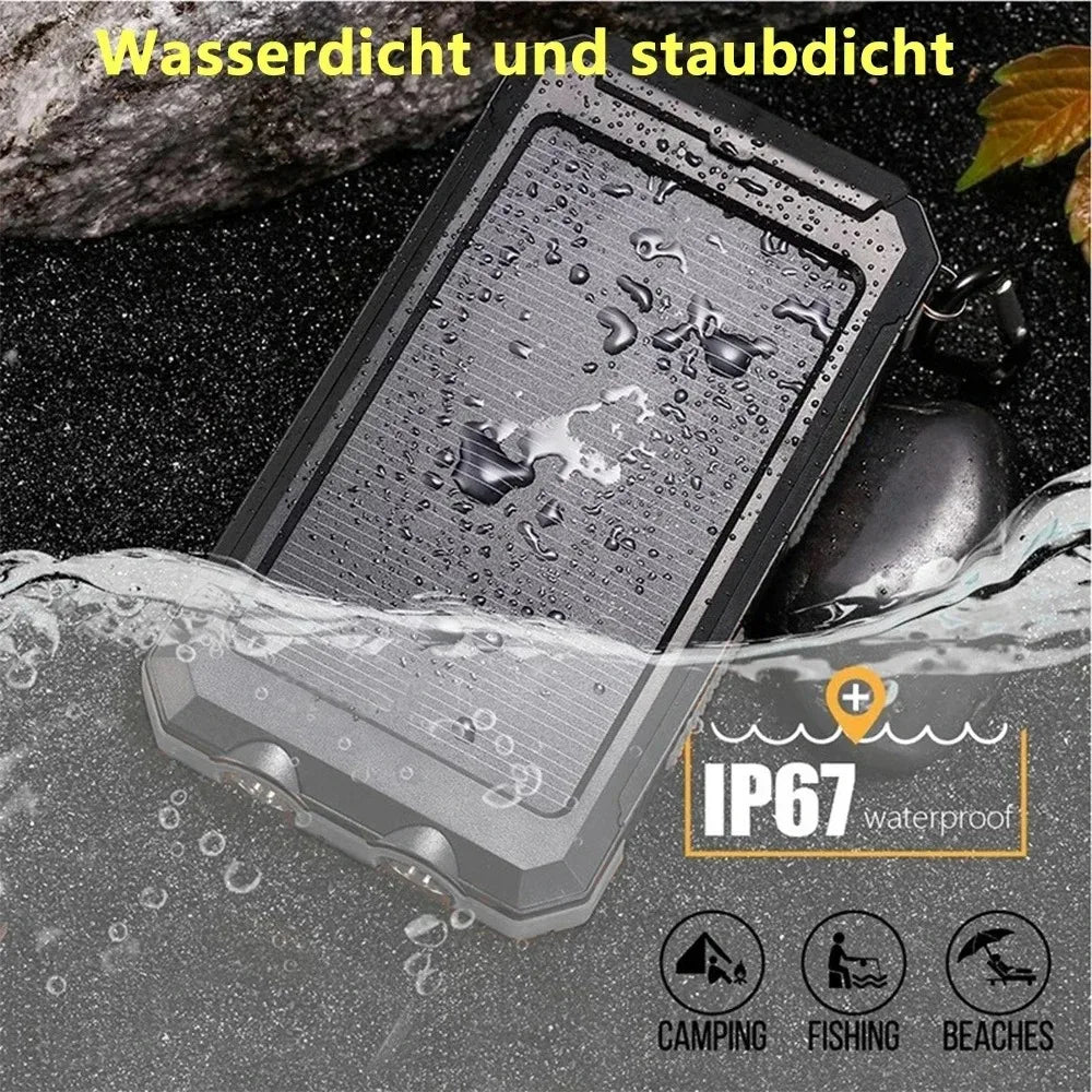 Solar Power Bank 80000mAh Portable Charging Poverbank External Battery Charger Strong Light LDE Light for All Smartphones