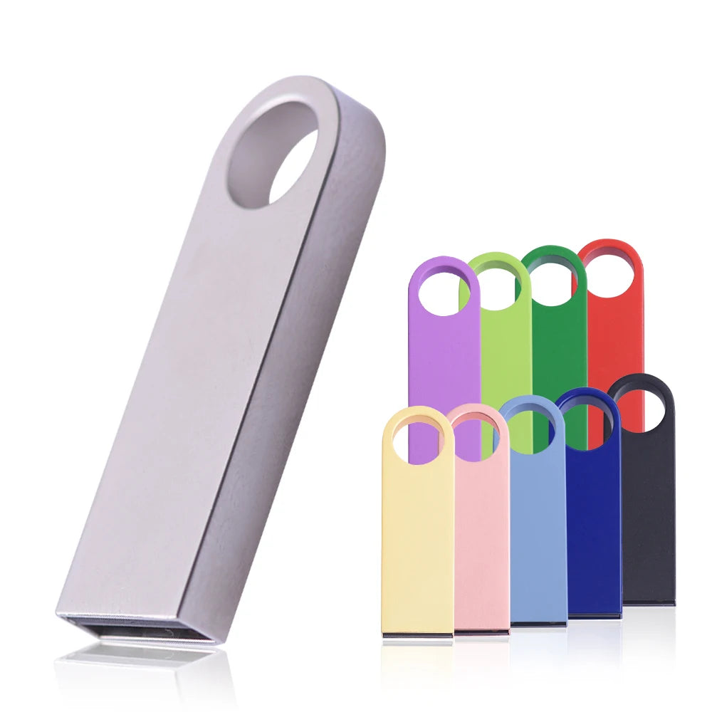 USB Flash Drive Colorful Metal 128GB 64GB 32GB Pen Drive 16GB 8G 4GB 128M Pendrive Free Key Chain Memory Stick Creative Business