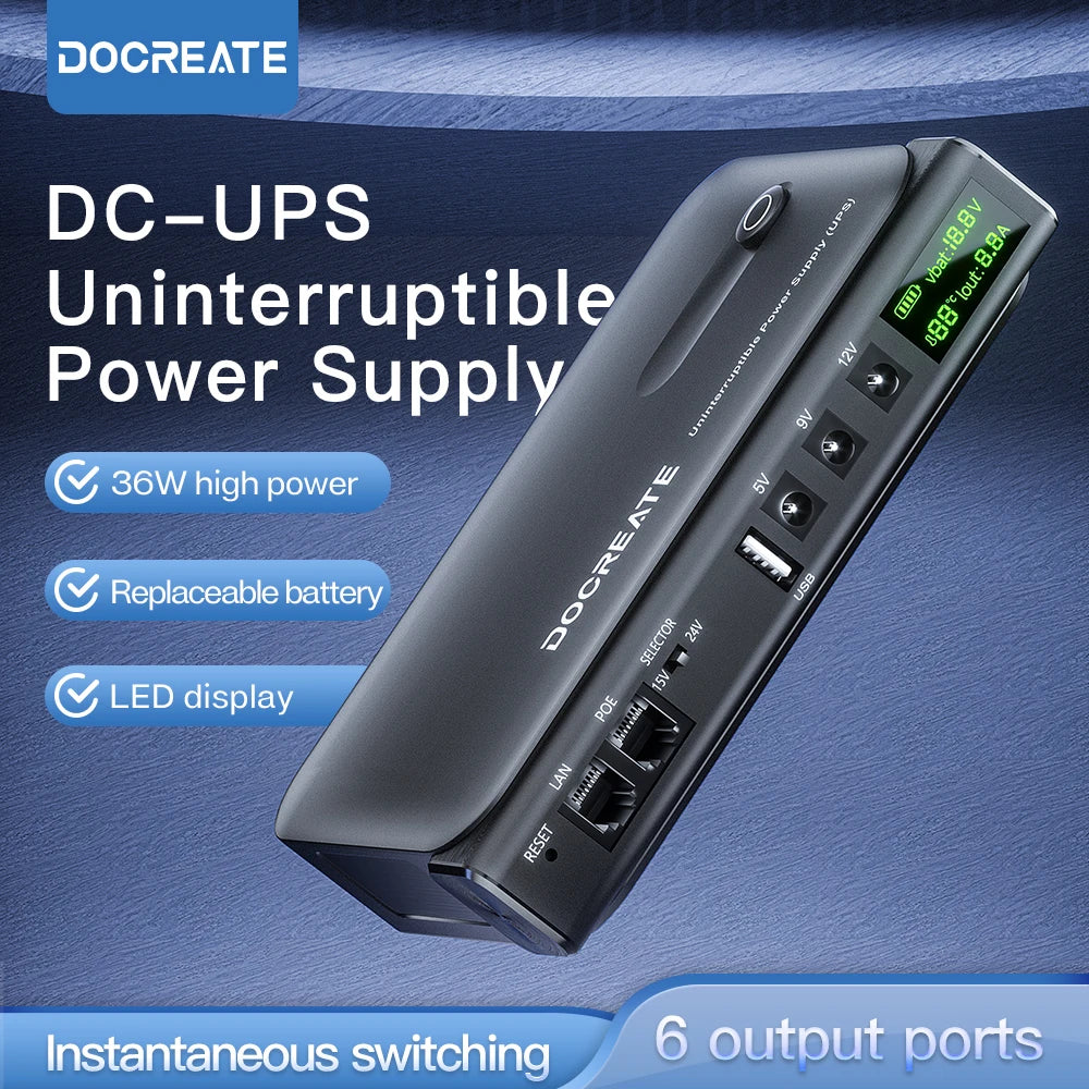 36W DC UPS Backup Power Supply For Router Cellphone Modem 5V/9V/12V/24V Output NO Battery EU/US Plug Uninterrupted Switching
