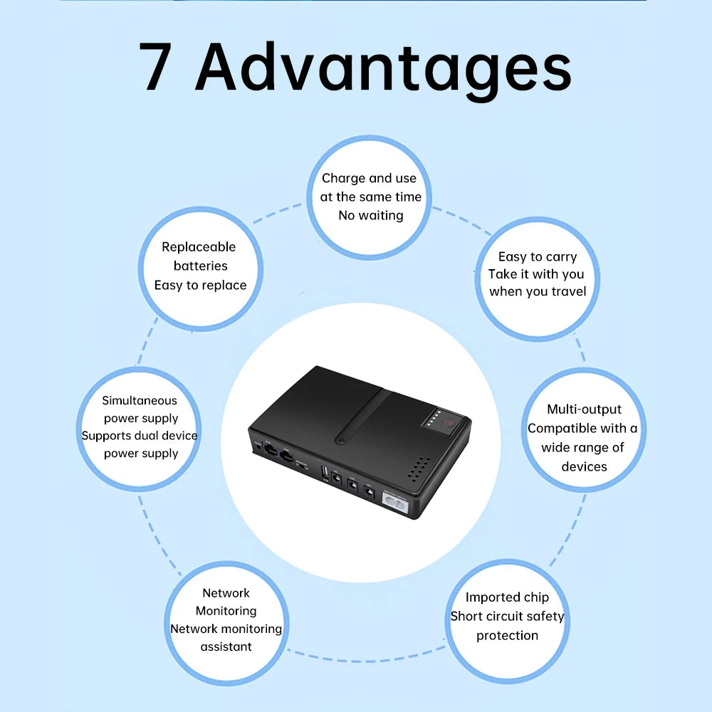 1018L DC Uninterruptible Power Supply DC UPS Power Router Optical Cat Built-in Adapter 5V 9V 12V 15V 24V Without Battery