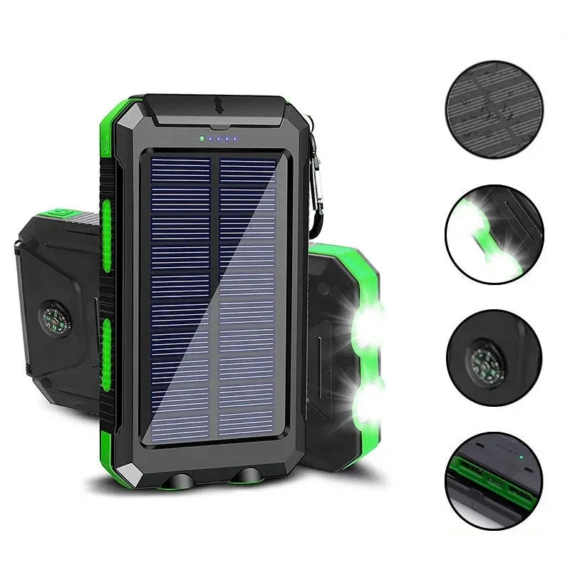 Solar Power Bank 80000mAh Portable Charging Poverbank External Battery Charger Strong Light LDE Light for All Smartphones