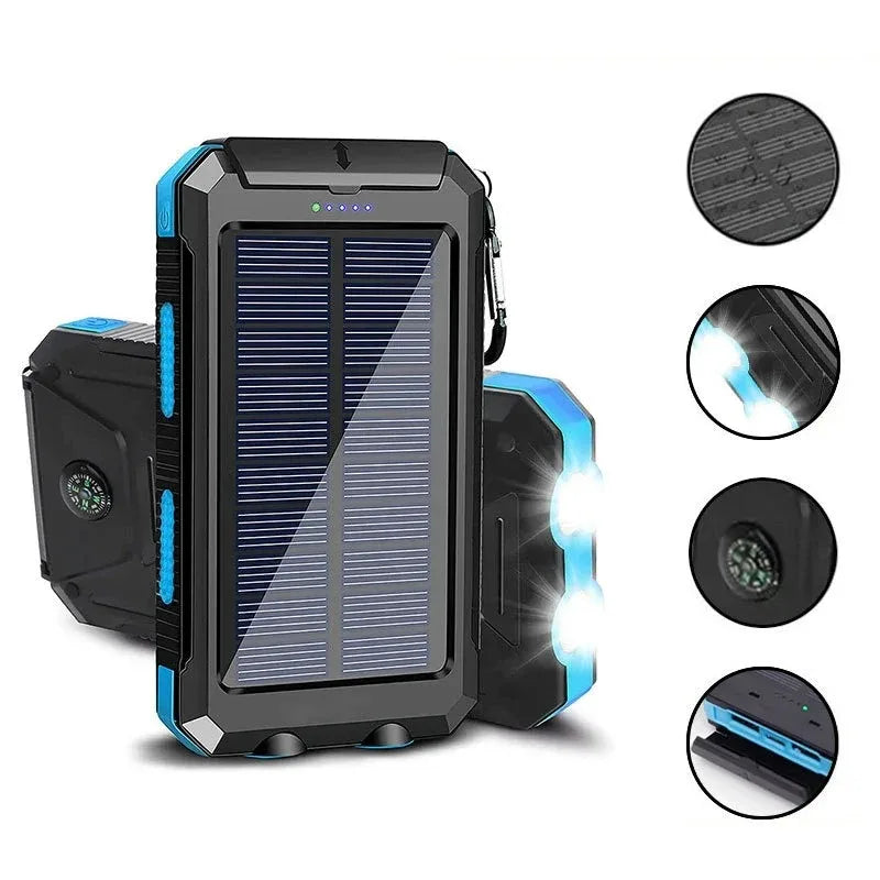 Solar Power Bank 80000mAh Portable Charging Poverbank External Battery Charger Strong Light LDE Light for All Smartphones