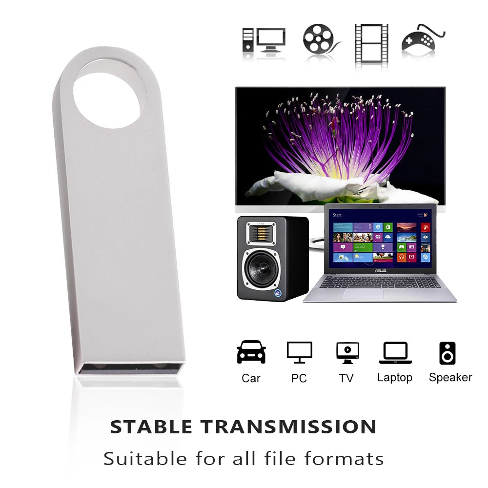 USB Flash Drive Colorful Metal 128GB 64GB 32GB Pen Drive 16GB 8G 4GB 128M Pendrive Free Key Chain Memory Stick Creative Business