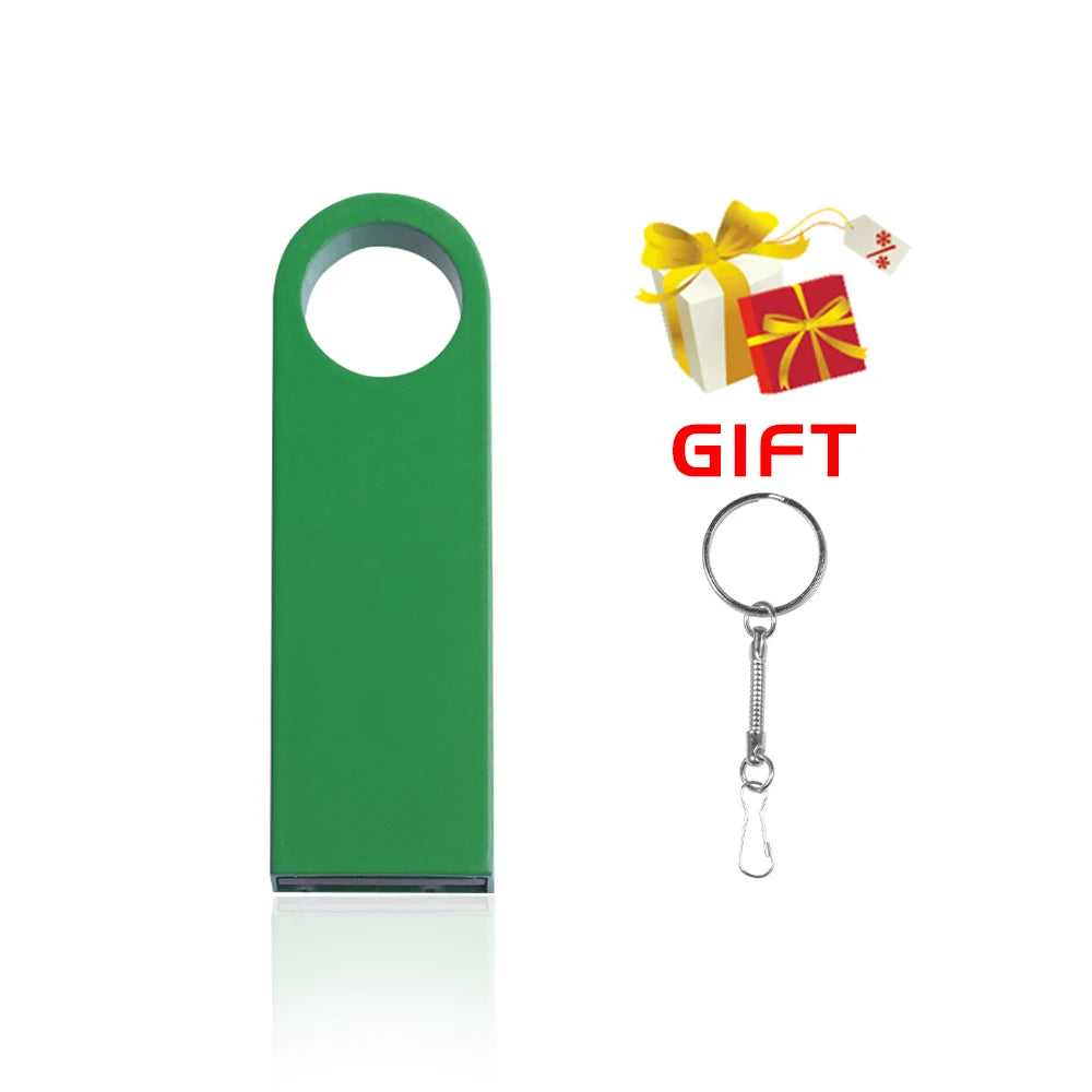 USB Flash Drive Colorful Metal 128GB 64GB 32GB Pen Drive 16GB 8G 4GB 128M Pendrive Free Key Chain Memory Stick Creative Business