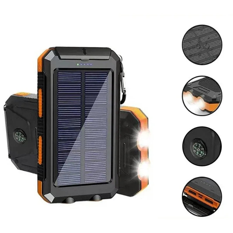 Solar Power Bank 80000mAh Portable Charging Poverbank External Battery Charger Strong Light LDE Light for All Smartphones