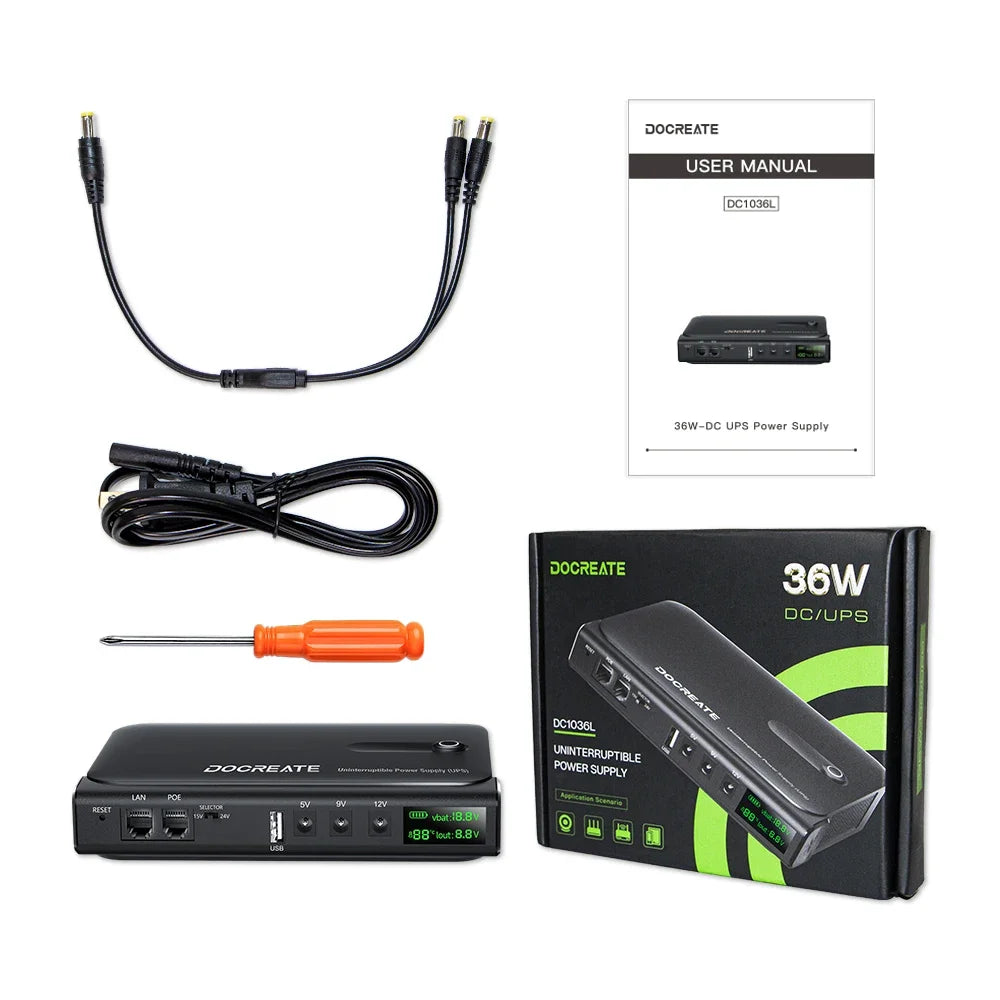 Advanced DC UPS System 5V-24V Adjustable Output Replaceable Battery Desgin for Router Security Monitor NAS and Network Devices