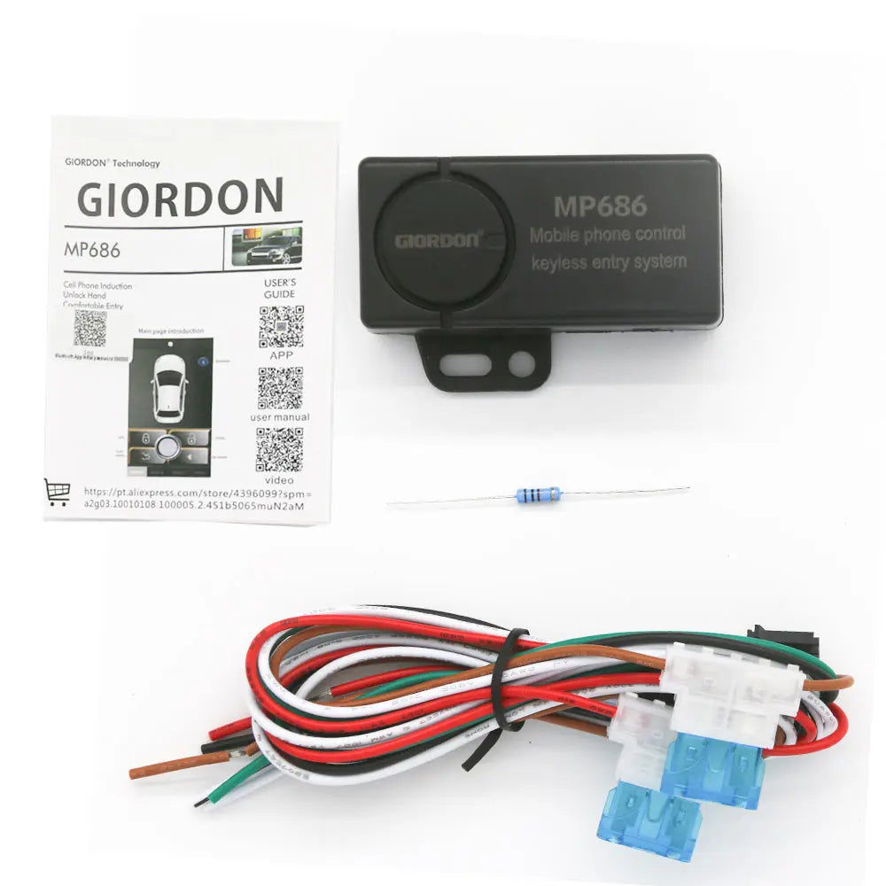 GIORDON With Remote Start  And bluetooth controls Smart Key Car Alarm System Mobile phone control keyless entry&power