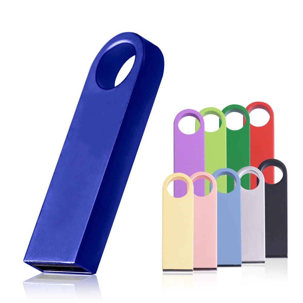 USB Flash Drive Colorful Metal 128GB 64GB 32GB Pen Drive 16GB 8G 4GB 128M Pendrive Free Key Chain Memory Stick Creative Business