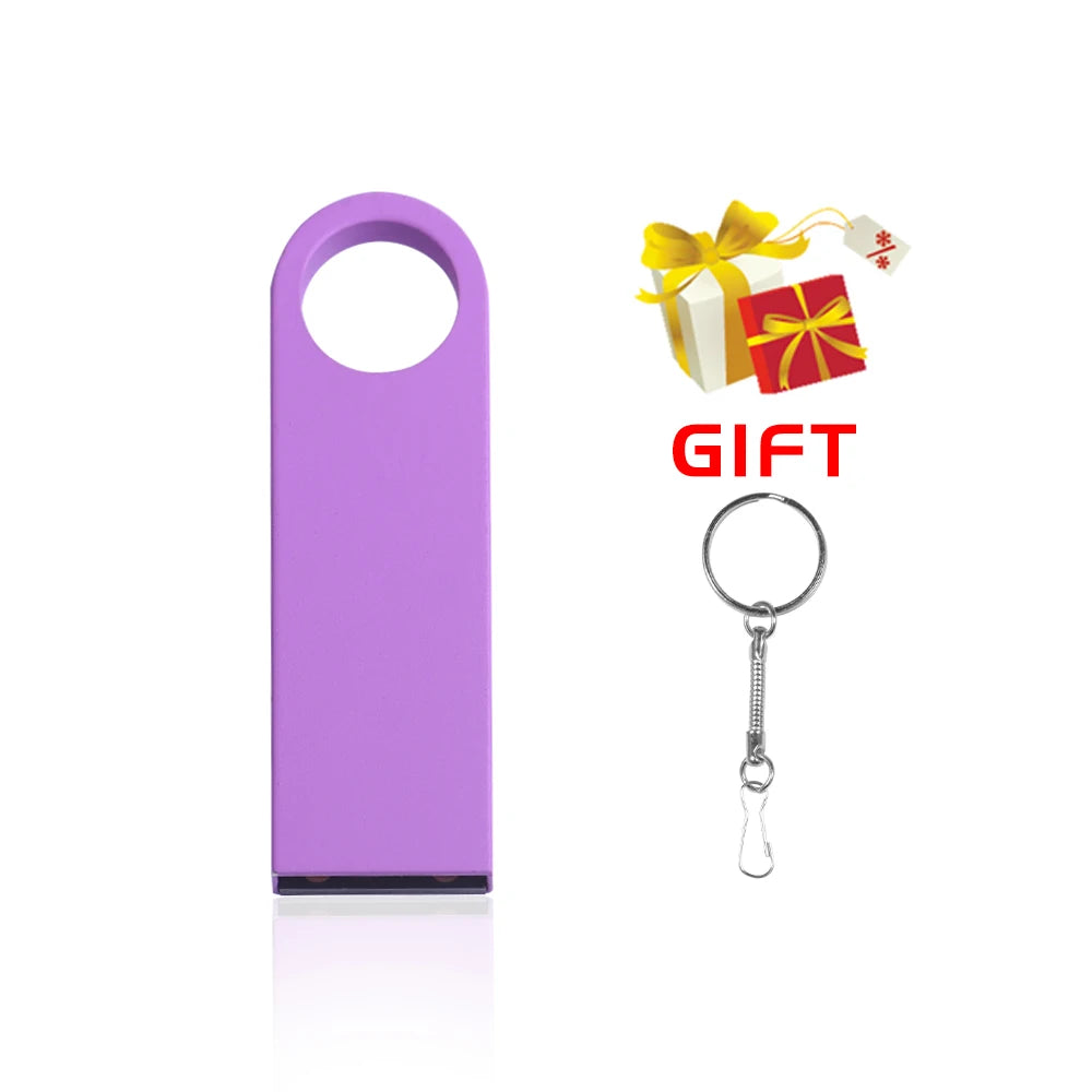 USB Flash Drive Colorful Metal 128GB 64GB 32GB Pen Drive 16GB 8G 4GB 128M Pendrive Free Key Chain Memory Stick Creative Business