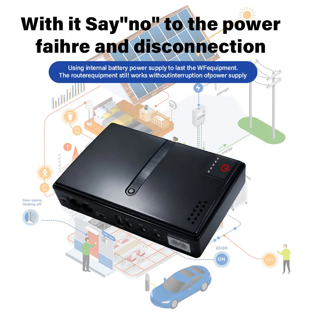 DC18W/36W DC1018L/DC1036L 1A/2A 5V/9V/12V Large Capacity Multipurpose Mini Portable UPS Backup Power Adapter for WiFi, Router