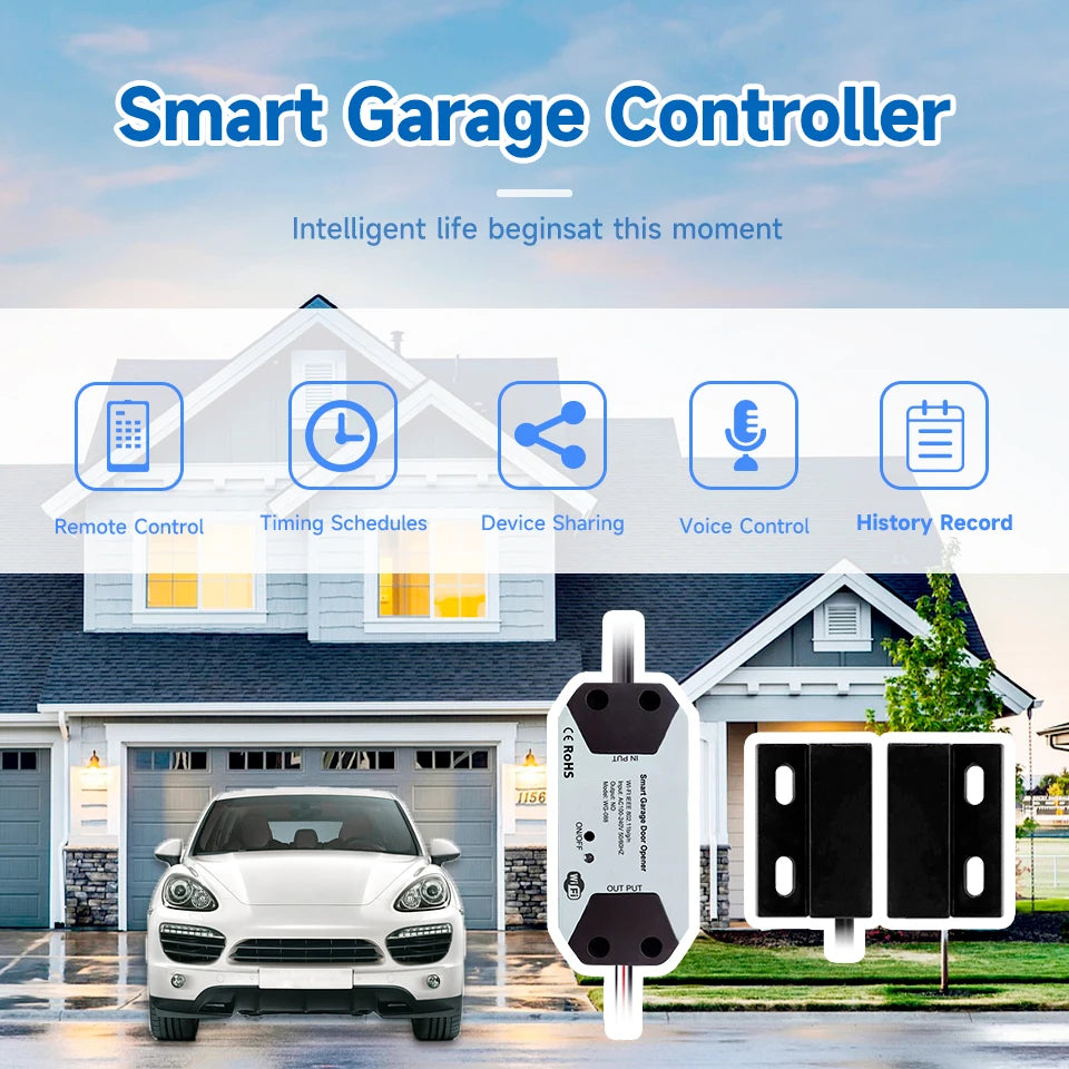 Tuya Garage Door Controller Door Opener Automatic WiFi Smart Home for Alexa Google Assistant Voice Control App Remote Control