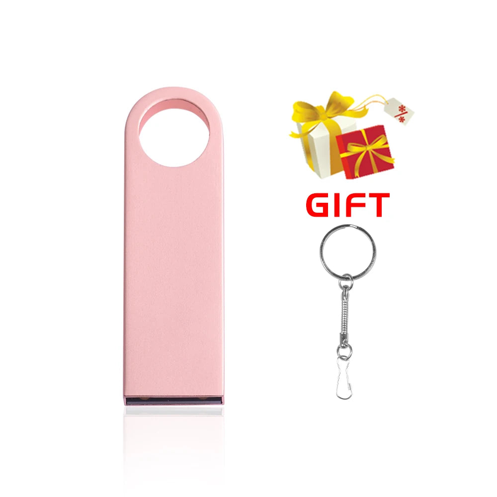USB Flash Drive Colorful Metal 128GB 64GB 32GB Pen Drive 16GB 8G 4GB 128M Pendrive Free Key Chain Memory Stick Creative Business