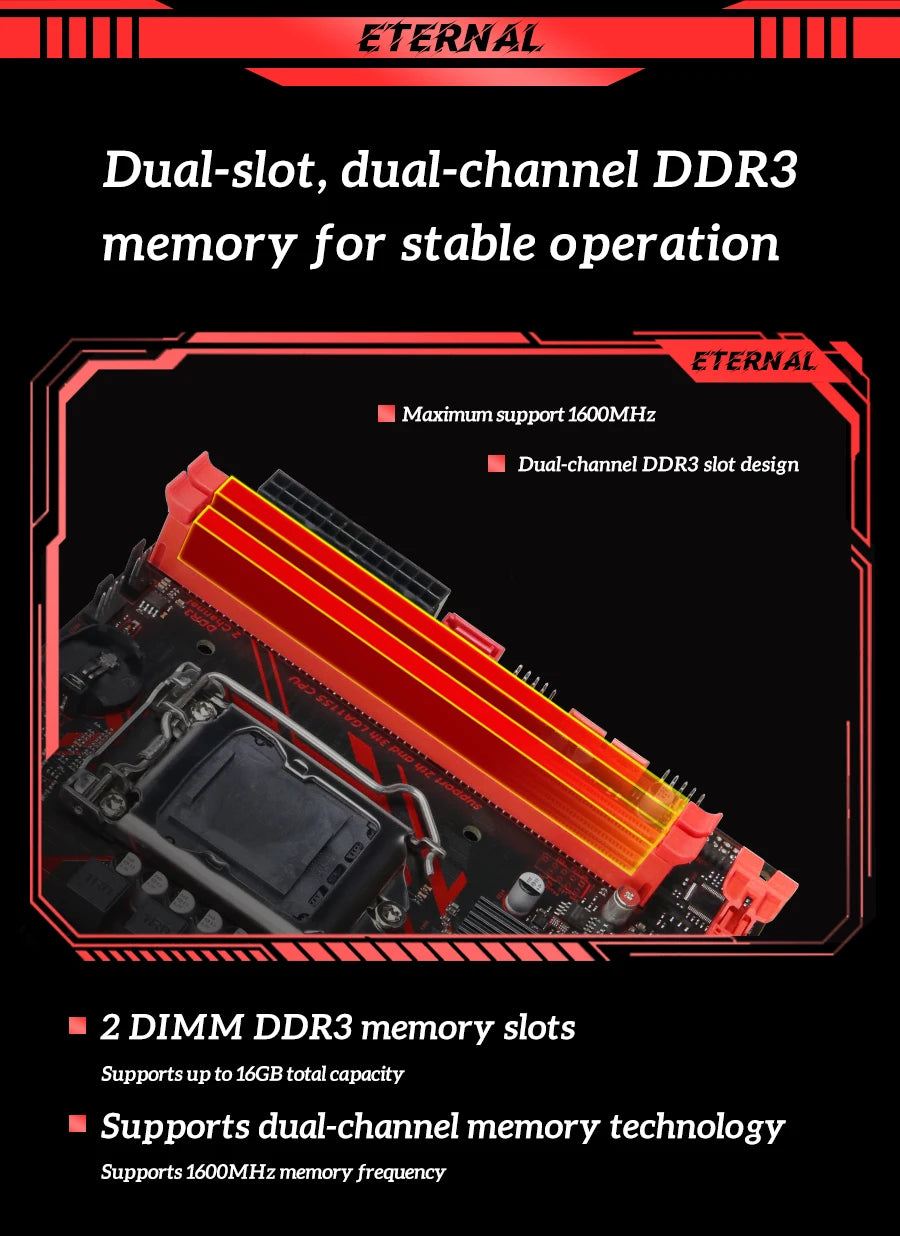 SOYO B75M Motherboard M.2 NVME PCIEx8 DVI Supports Dual-channel DDR3 RAM Intel Core 2/3 Gen CPU LGA1155 for Gaming Computer