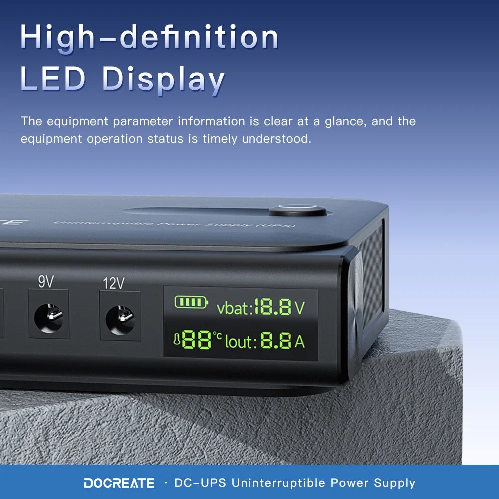 Advanced DC UPS System 5V-24V Adjustable Output Replaceable Battery Desgin for Router Security Monitor NAS and Network Devices