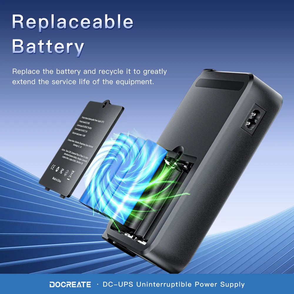 New EU plug 36W DC1036L UPS Uninterruptible Power Supply 5V-24V Output 18650 Replaceable Battery for Router NAS Modem & Network