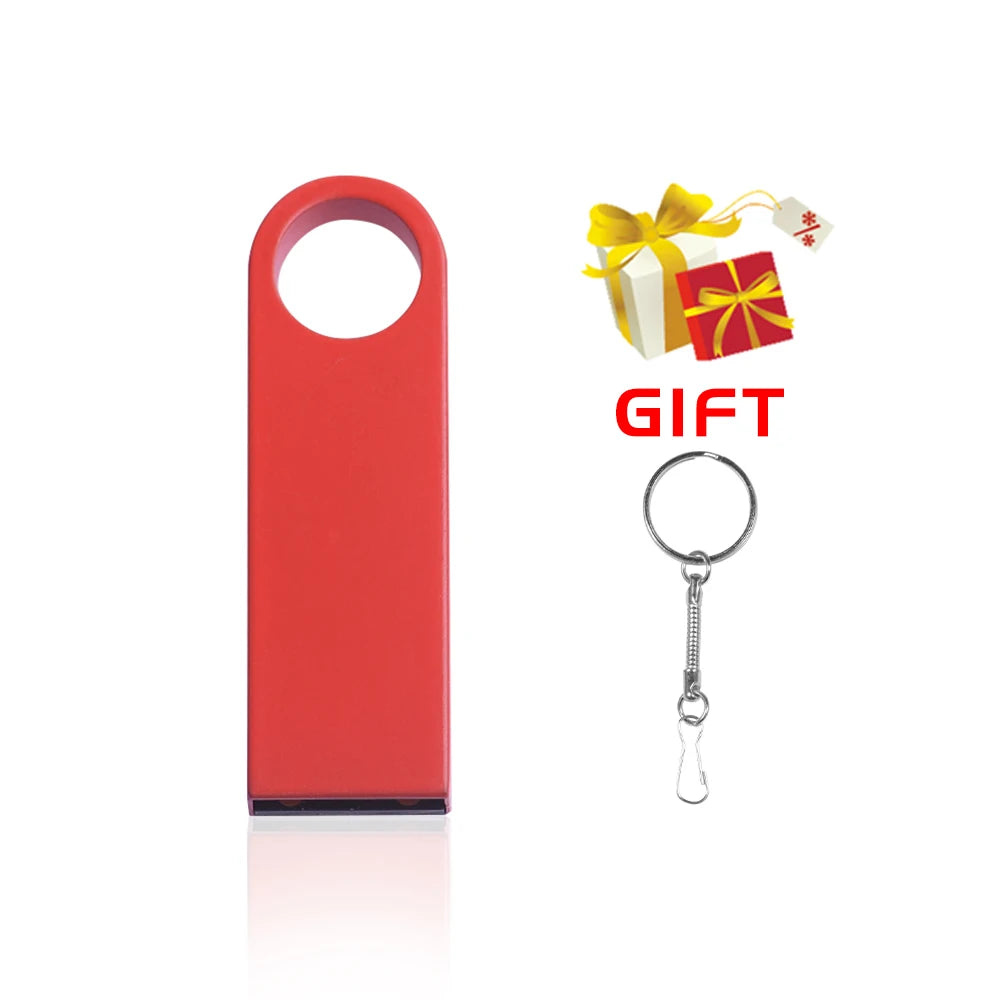 USB Flash Drive Colorful Metal 128GB 64GB 32GB Pen Drive 16GB 8G 4GB 128M Pendrive Free Key Chain Memory Stick Creative Business