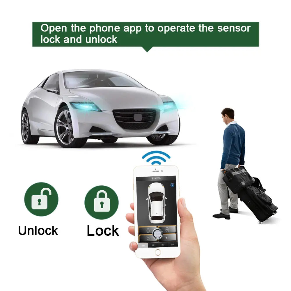 GIORDON With Remote Start  And bluetooth controls Smart Key Car Alarm System Mobile phone control keyless entry&power