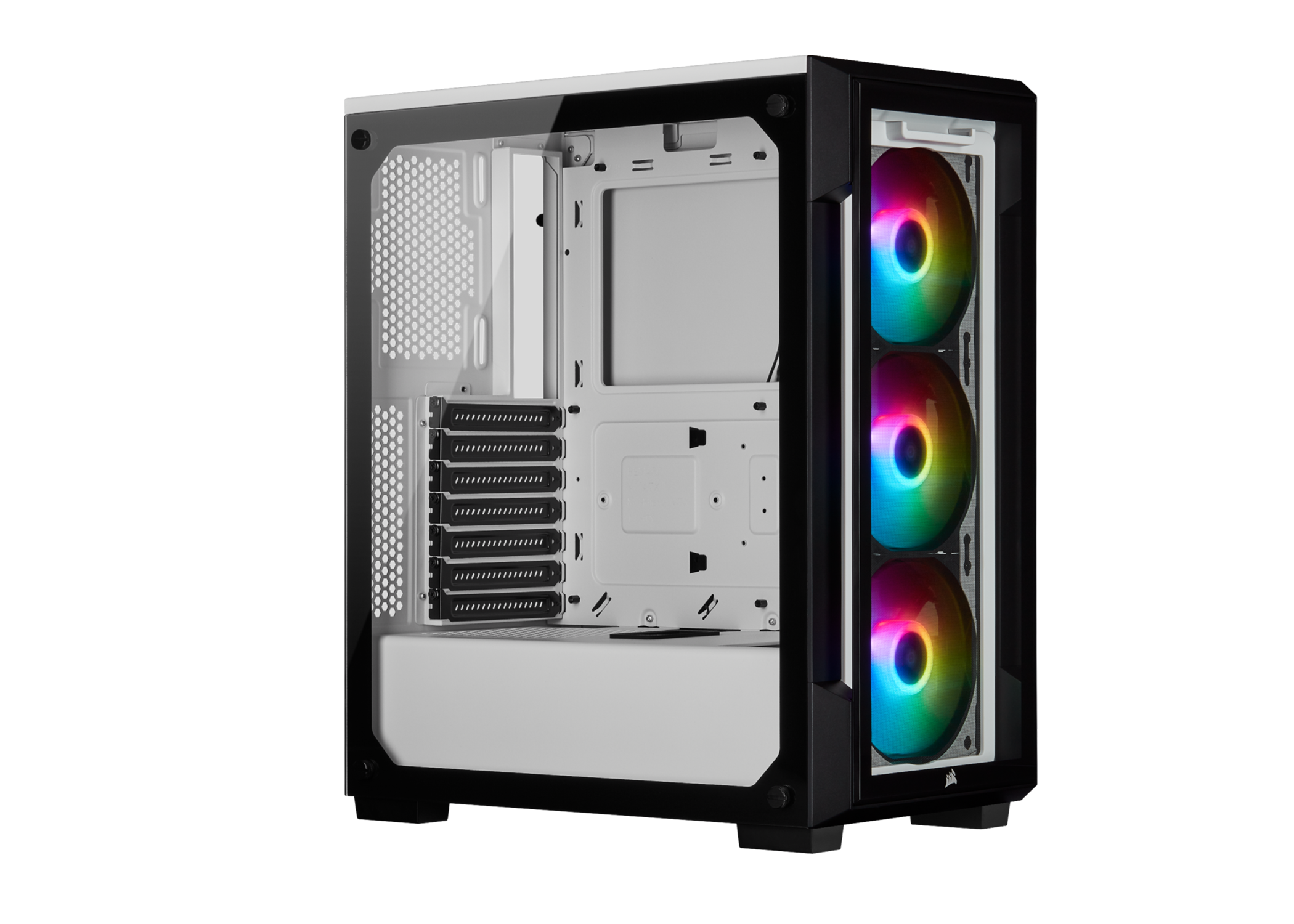 CORSAIR ICUE 220T RGB White FRONT GLASS EDITION